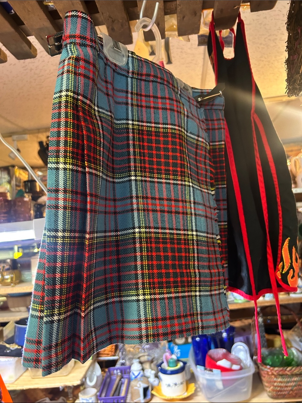 Blue and Red Plaid A-Line Mini Skirt - Unbranded